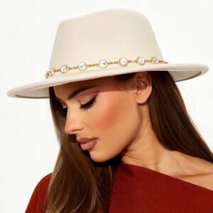 Cowgirl Cowboy Rhinestone Trim Sonoma Valley Fedora - Nude